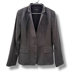 Lafayette 148 Wool‎ Black & White Printed Single Button Long Sleeve Blazer Sz 12